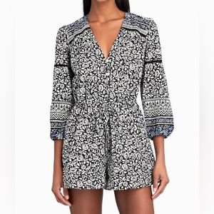 VERONICA BEARD Coraline Floral Romper Navy White